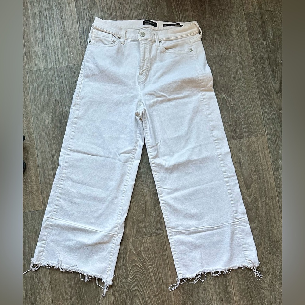 Banana Republic High Rise Wide Leg Raw Hem Cropped Jean